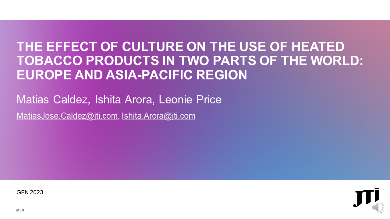 GFN 2023- The Effect of Culture on the Use of HTP in Two Parts of the World-Europe and Asia-Pacific Region